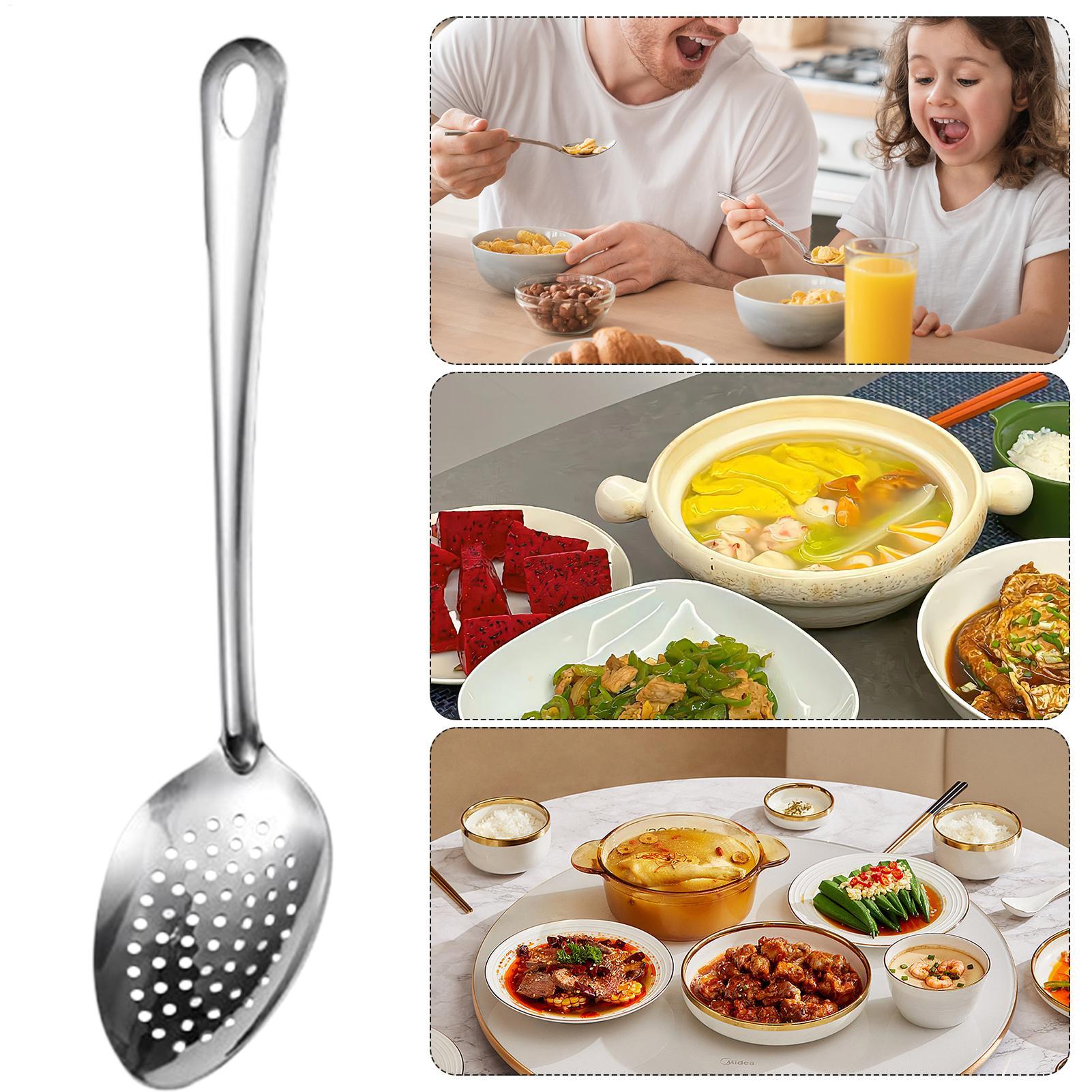 Offset Spatula Set - ステンレス鋼の穴あきスプーン 15 インチ ノンスティック調理器具 水切り 揚げ物