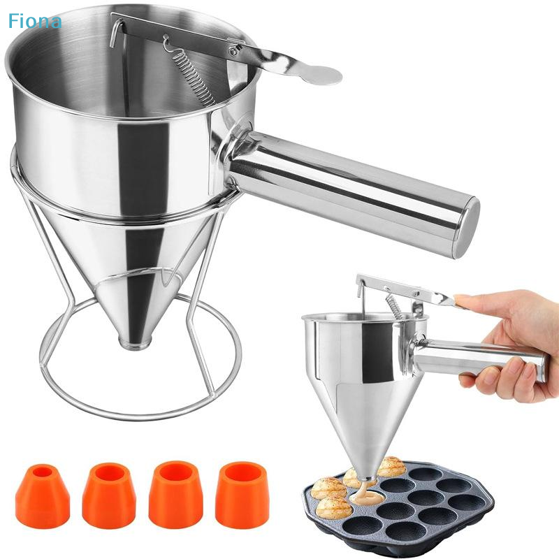 Kitchen Baking Blender - ✔ ステンレス製漏斗ディスペンサー、ラック付き、カップケーキ、パンケーキ生地メーカー、タコ、魚団子、家庭用キッチン、製菓用品、ツール