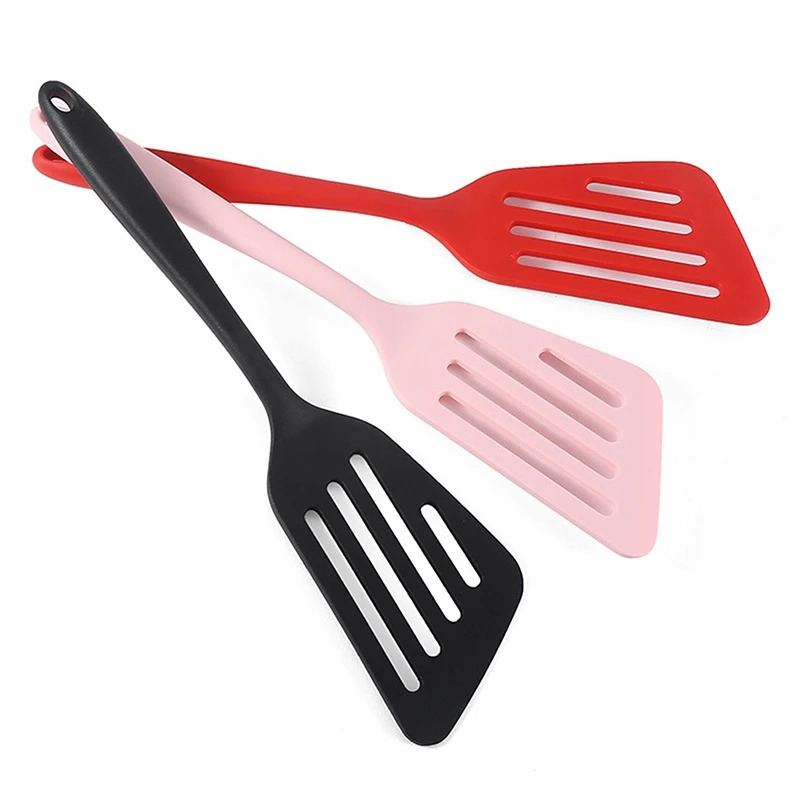 Offset Spatula Set - 1個入り キッチン用ノンスティックシリコンスパチュラ 魚や卵を揚げる際に使える漏れ防止スパチュラ 高温耐性シリコン製キッチン用品