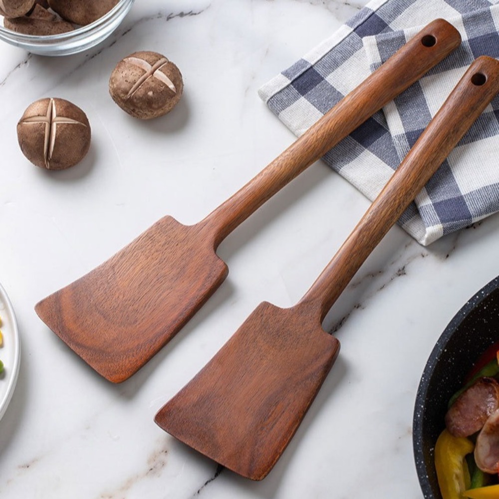 Offset Spatula Set - 34 センチメートル木製調理ヘラターナーロングハンドルシャベルノンスティック炒めヘラ目玉焼き漏れシャベルキッチンアクセサリー