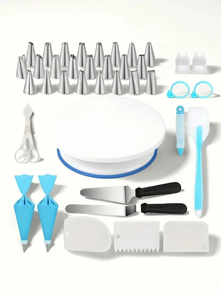 Offset Spatula Set - ケーキターンテーブルレベラー回転スタンドノンスリップパッドアイシングチップバッグストレートオフセットスパチュラスクレーパーセットデコレーションベーキングツール