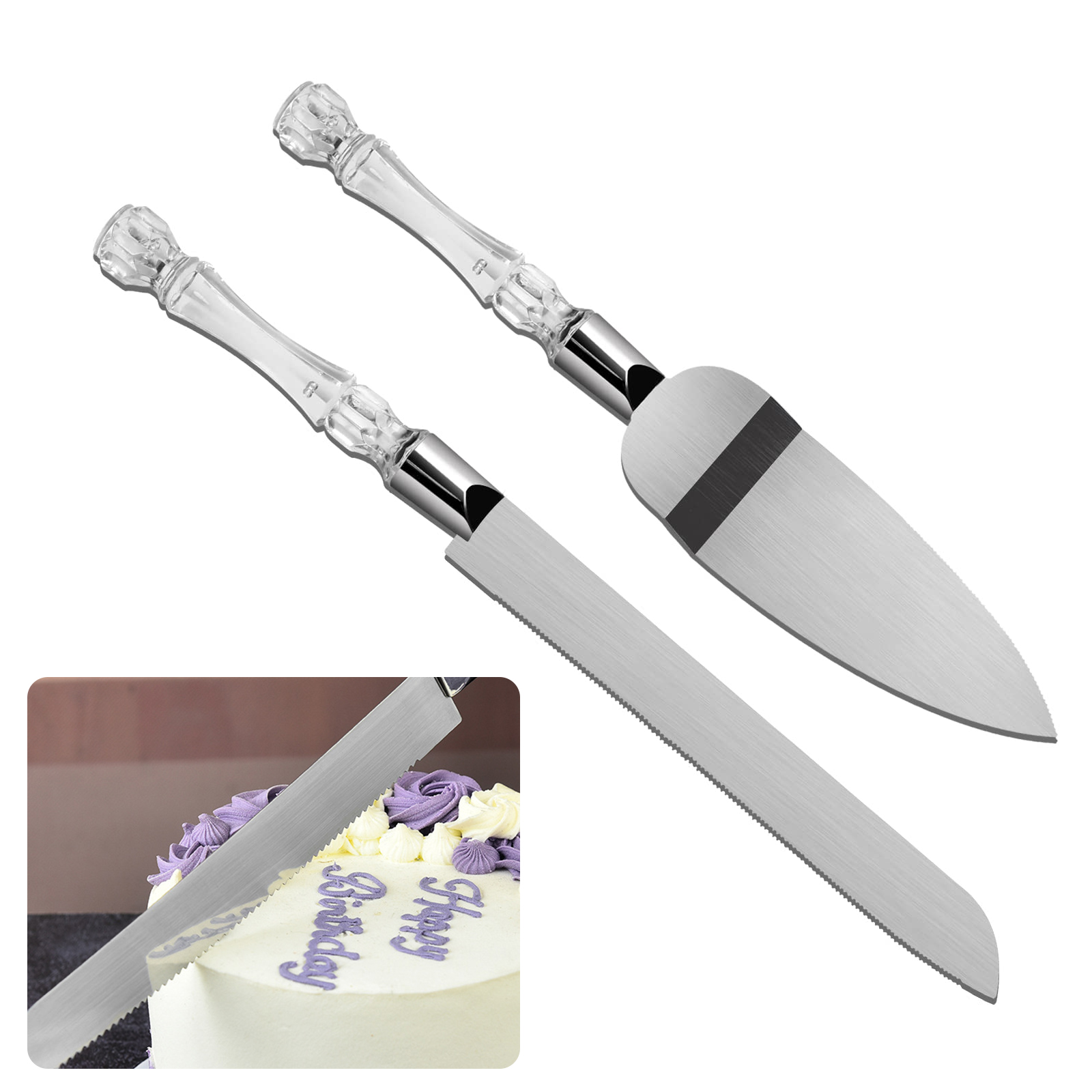 ステンレス鋼の刃のケーキナイフとサーバーセット,クリスタルハ - Offset Spatula Set のレビューと価格