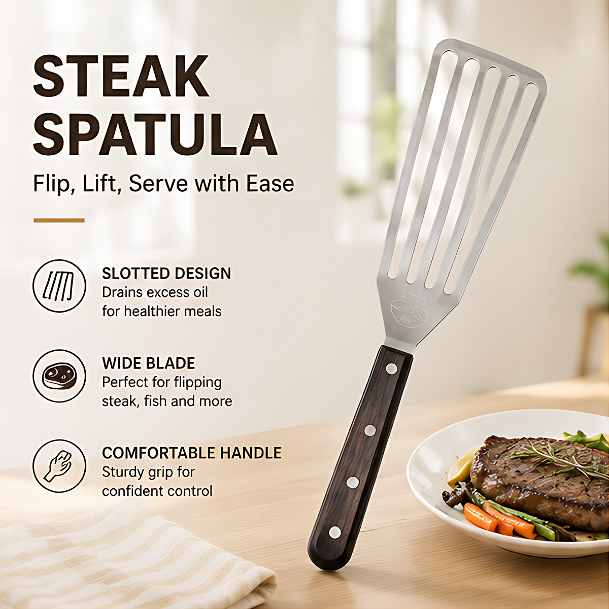 魚用スパチュラ、ステンレス製金属スパチュラ、調理、反転、回転 - Offset Spatula Set のレビューと価格