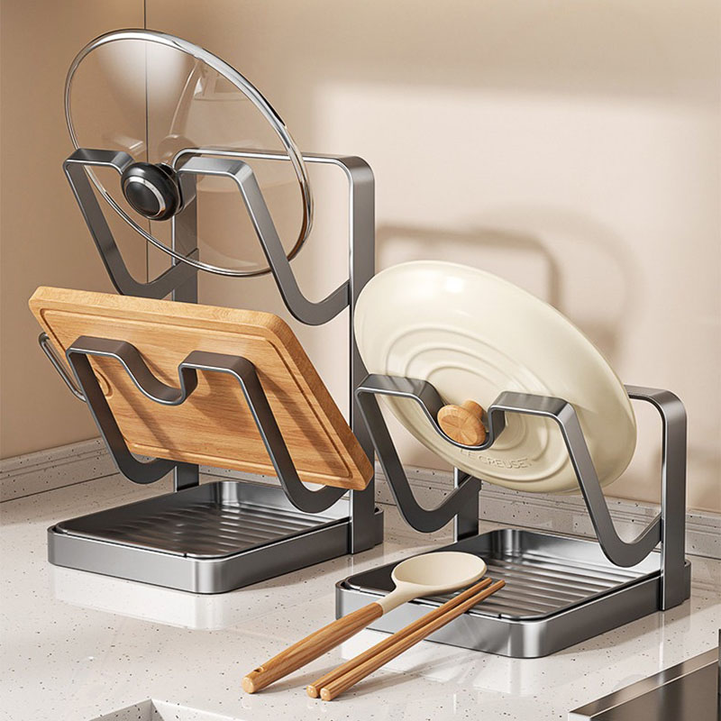 カウンタートップ用頑丈炭素鋼製鍋蓋ホルダー、多機能キッチンラ - Kitchen Baking Pan Organizer のレビューと価格