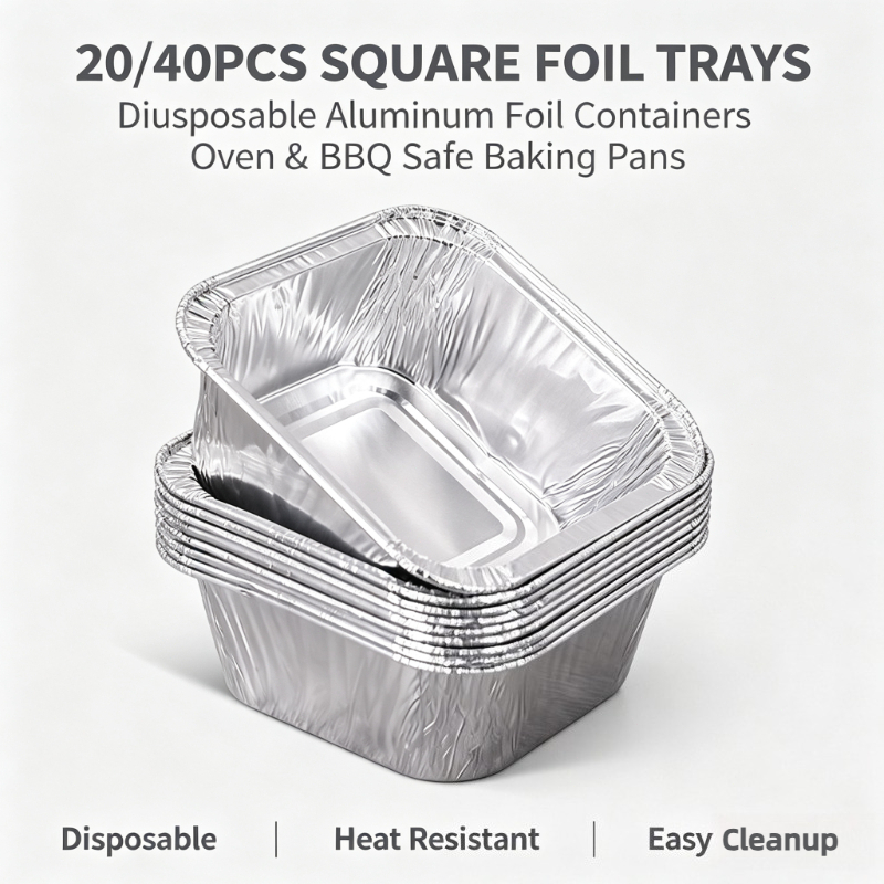 20/40個入り 使い捨てアルミホイルトレイ 食品保存容器  - Kitchen Baking Pan Storage のレビューと価格