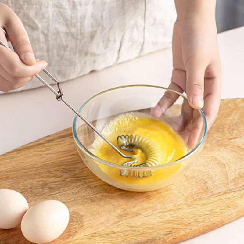 ステンレス鋼のポータブルスプリングエッグスターラー、手動抵抗 - Kitchen Baking Blender のレビューと価格