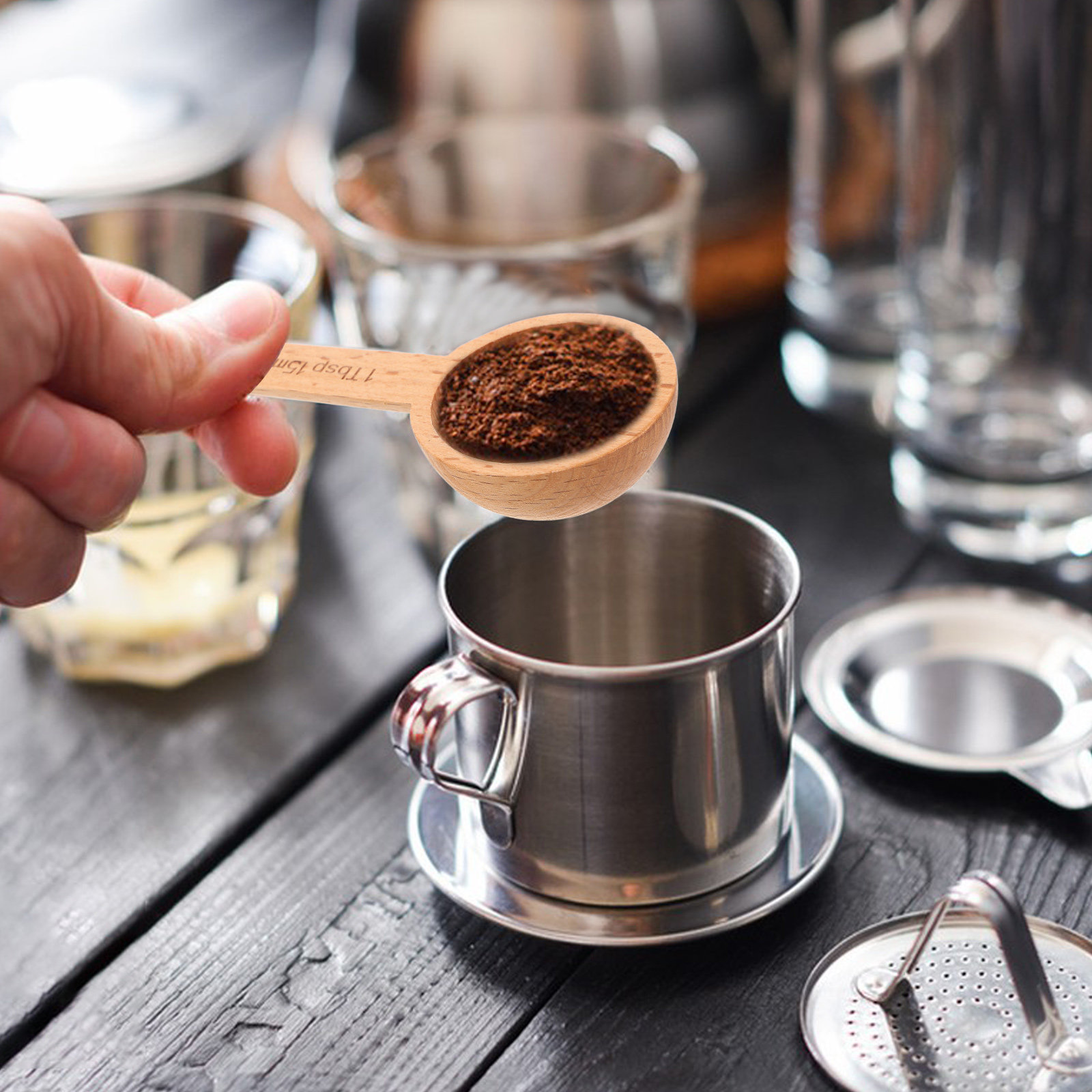 4 個のコーヒースクープ木製計量スプーン 15 ミリリットル - Kitchen Baking Soda のレビューと価格