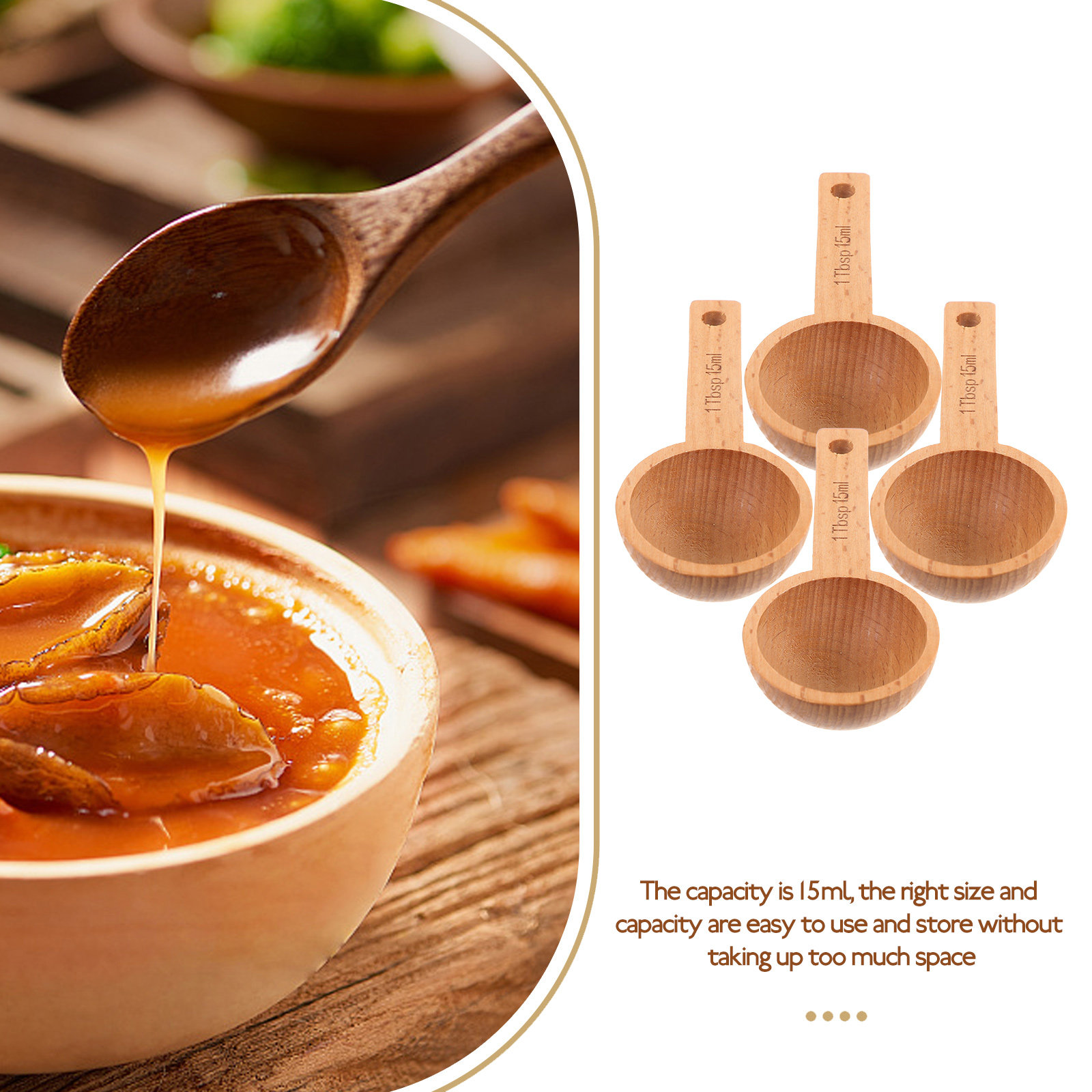 4個入り木製コーヒースクープセット 15ml 小型計量スプー - Kitchen Baking Soda のレビューと価格