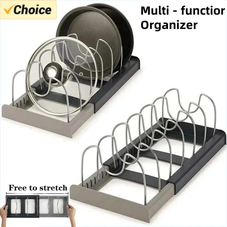 1個 7グリッド伸縮式鍋ラック、鍋オーガナイザー、鍋、フライ - Kitchen Baking Pan Organizer のレビューと価格