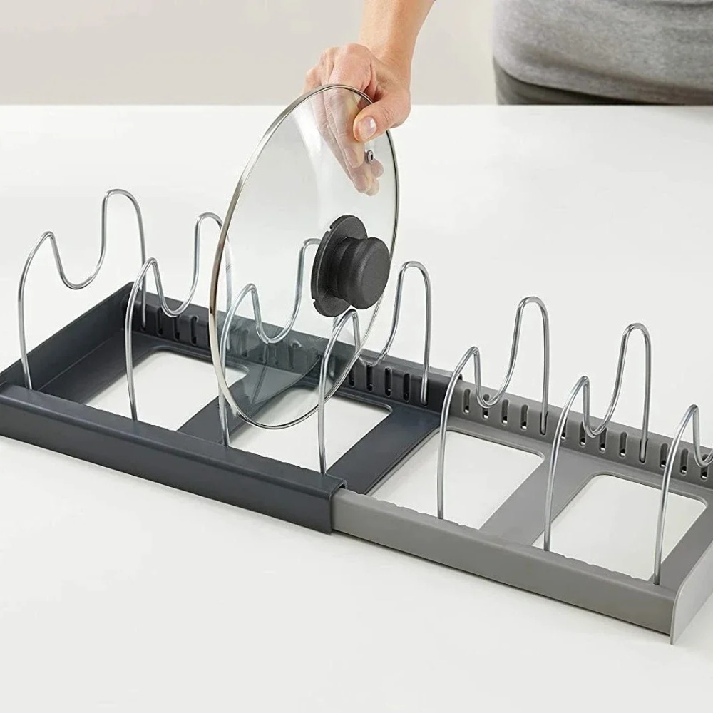1個 7グリッド伸縮式鍋ラック、鍋オーガナイザー、鍋、フライ - Kitchen Baking Pan Organizer のレビューと価格