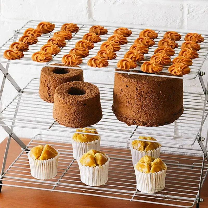 折りたたみ式多層ケーキ冷却ラックノンスティック放熱ペストリー - Kitchen Accessories For Baking のレビューと価格