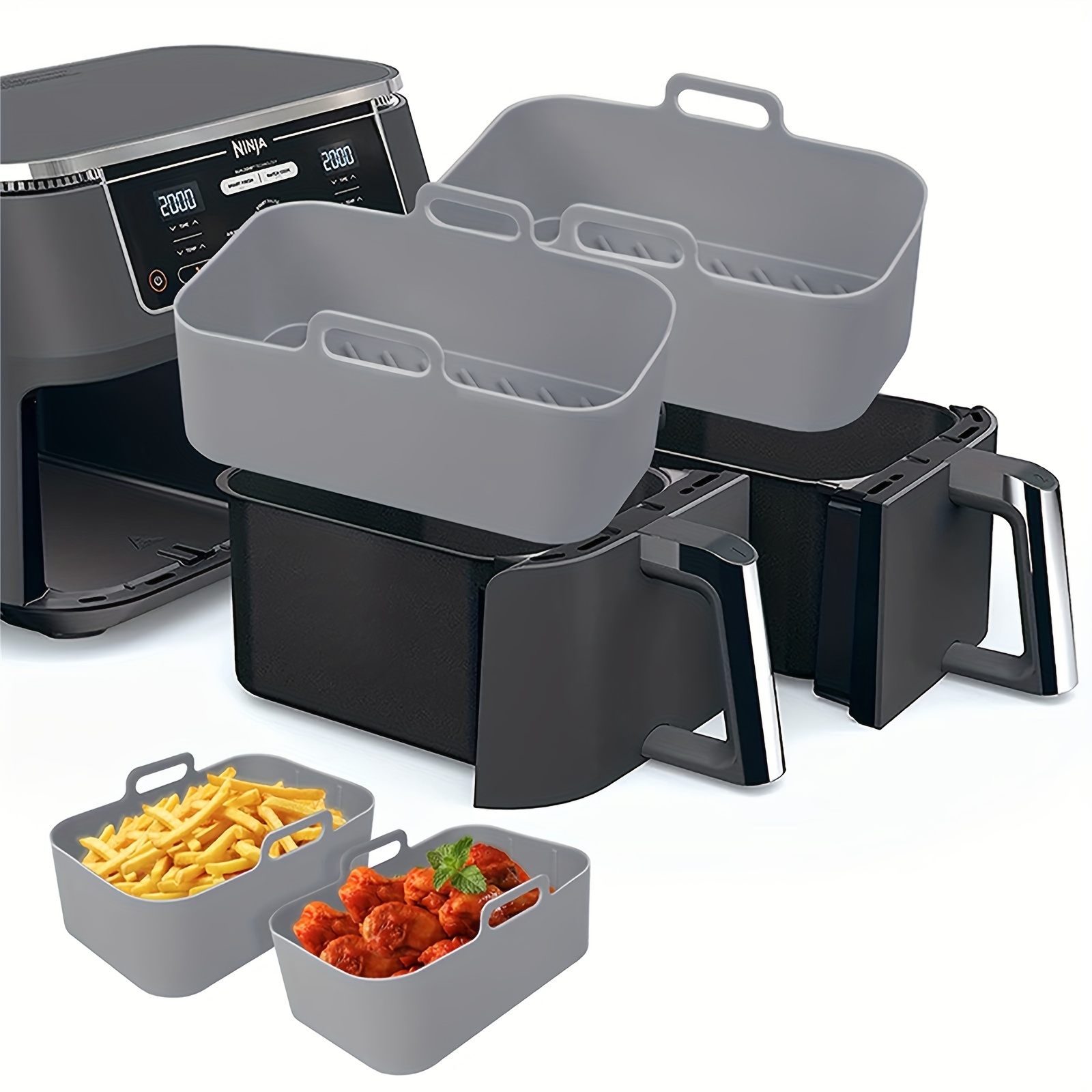 1/2 個エアフライヤーシリコントレイ再利用可能な忍者デュア - Kitchen Baking Trays のレビューと価格