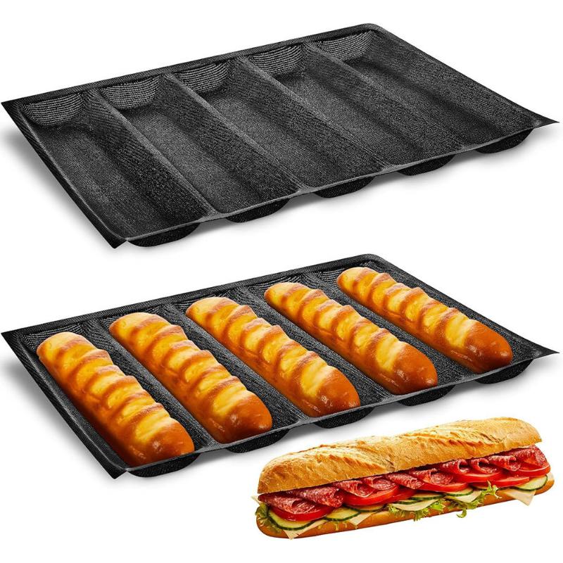 5つの空洞があるホーギーロールパン、ノンスティック加工のフラ - Kitchen Essentials Baking Tray のレビューと価格
