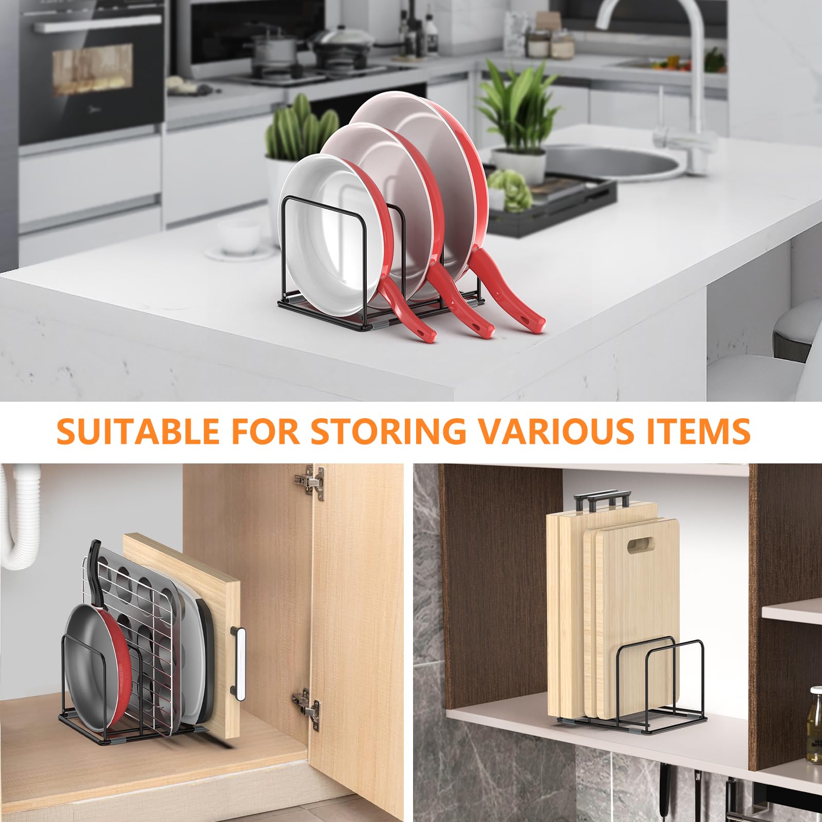 パンオーガナイザー キッチンキャビネットオーガナイザー スチ - Kitchen Baking Pan Storage のレビューと価格