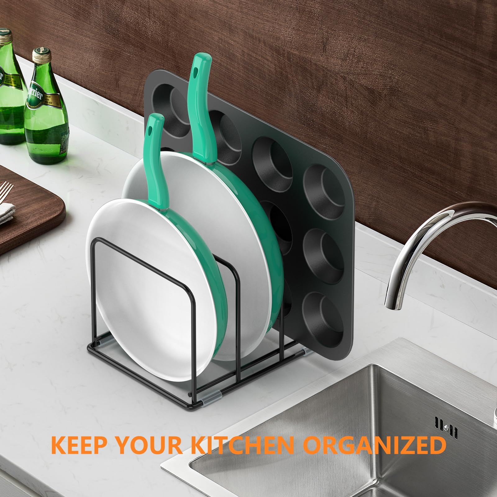 パンオーガナイザー キッチンキャビネットオーガナイザー スチ - Kitchen Baking Pan Storage のレビューと価格