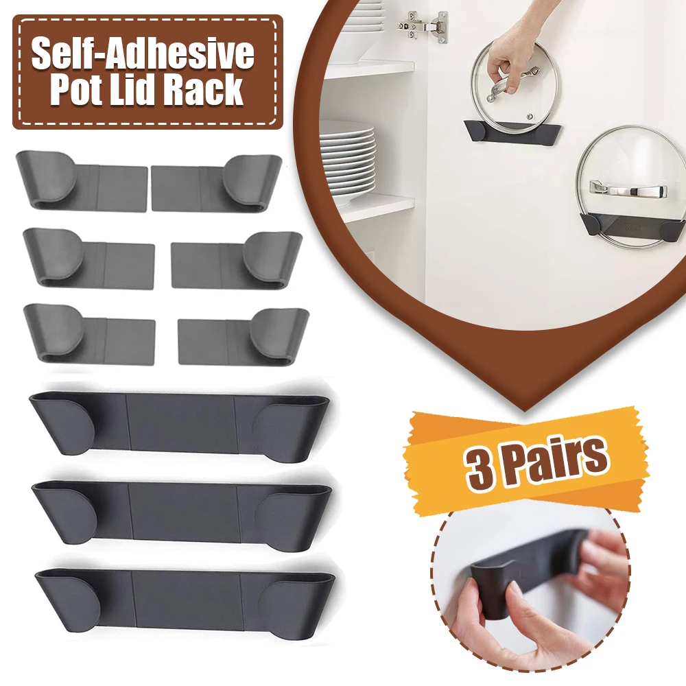 3組の粘着式鍋蓋オーガナイザーラック、壁掛け式、穴あけ不要、 - Kitchen Baking Pan Organizer のレビューと価格