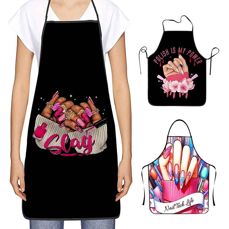 1 個ネイルアート印刷美容キッチン女性エプロン家庭用クリーニ - Kitchen Baking Cooking のレビューと価格
