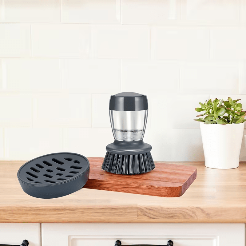 石鹸ディスペンサー付き食器洗いブラシ、食器、鍋、シンクに適し - Kitchen Baking Pan Organizer のレビューと価格