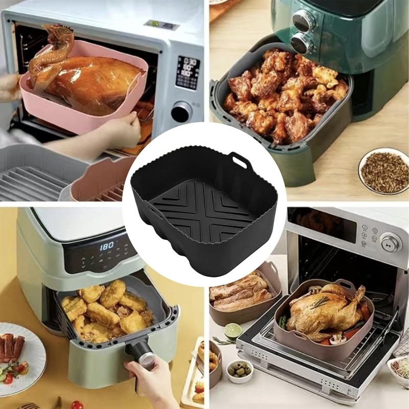 再利用可能なシリコンエアフライヤーライナー耐熱ノンスティック - Kitchen Baking Cooking のレビューと価格